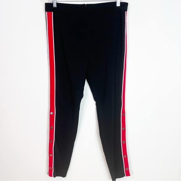LOVERS + FRIENDS BLACK ON TRACK SNAP SIDE RED STRIPES SKINNY PANTS SZ LARGE NWT - Picture 4 of 11